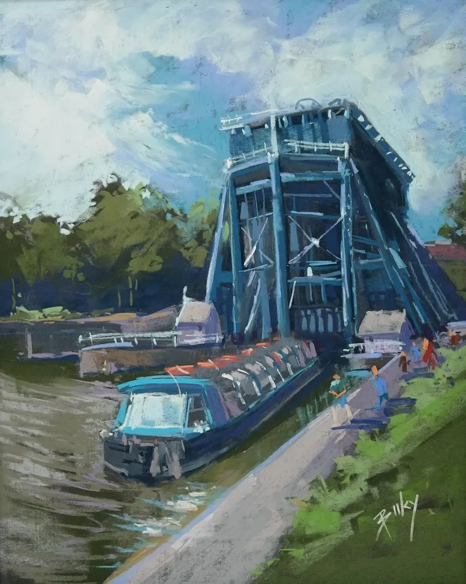 Boat Lift, painting by Szabolcs Brezovsky