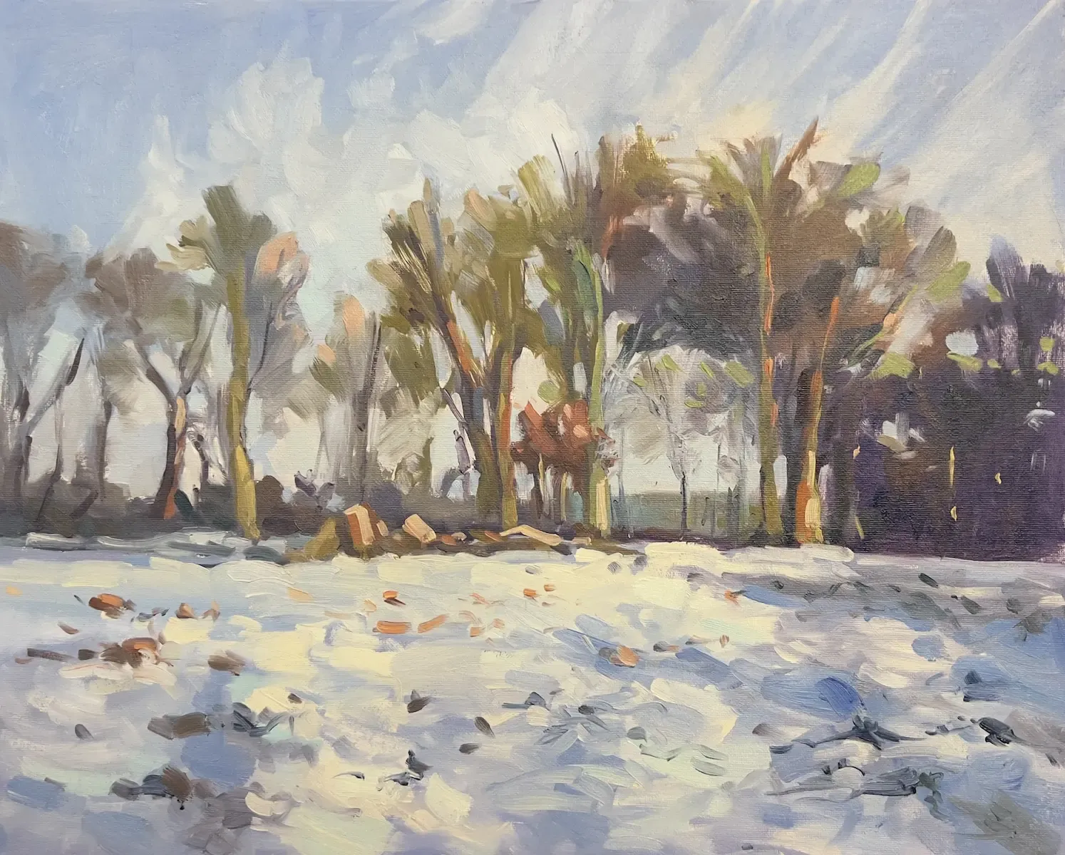 Bright Winter Day, painting by Szabolcs Brezovsky