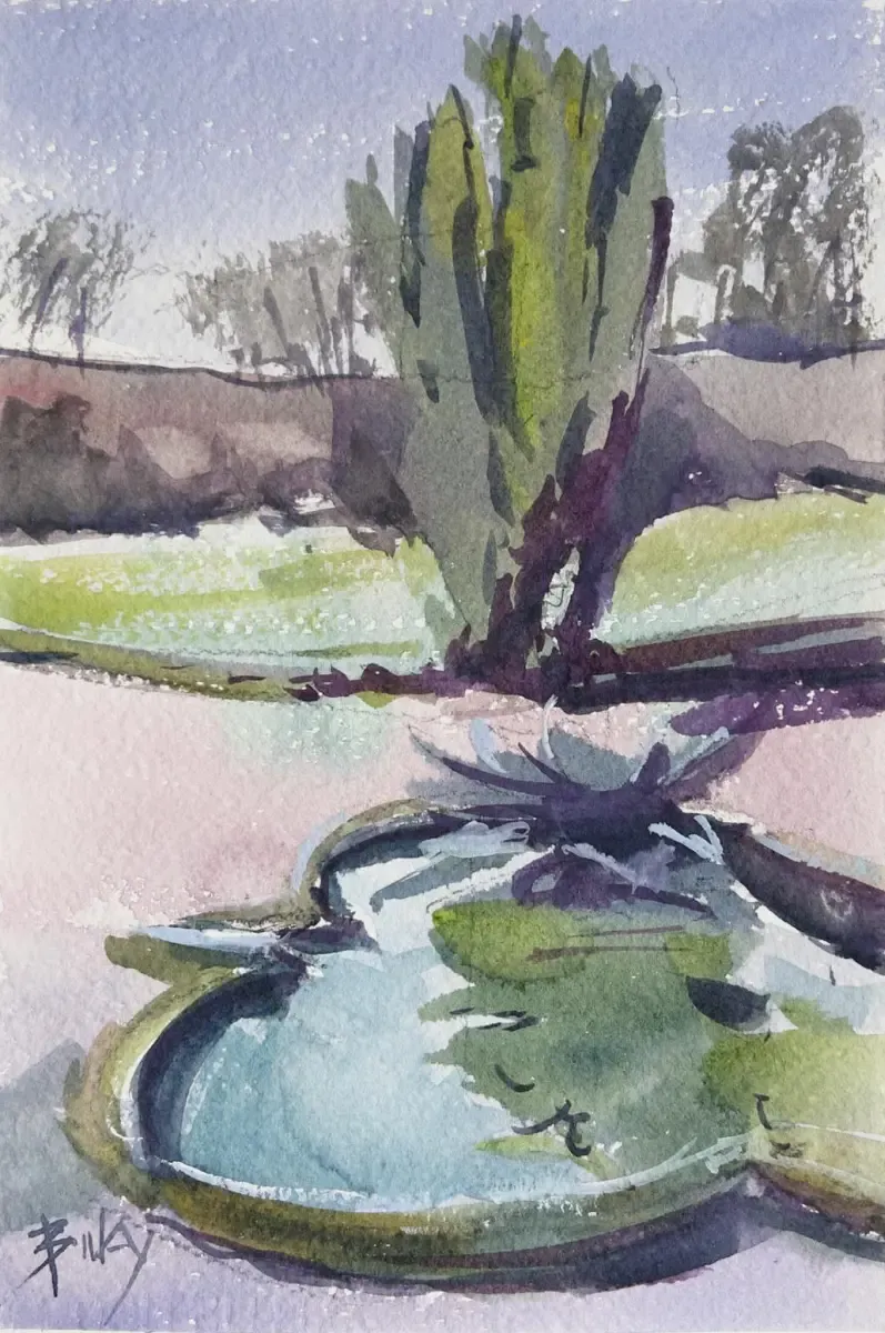 Fountain Sketch, painting by Szabolcs Brezovsky