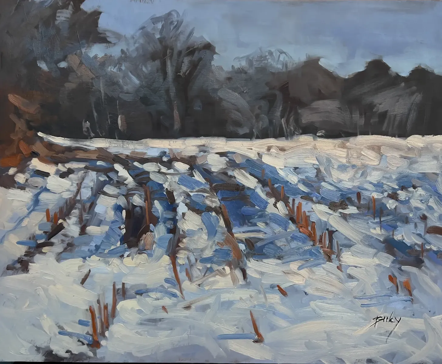 Frozen Furrows, painting by Szabolcs Brezovsky