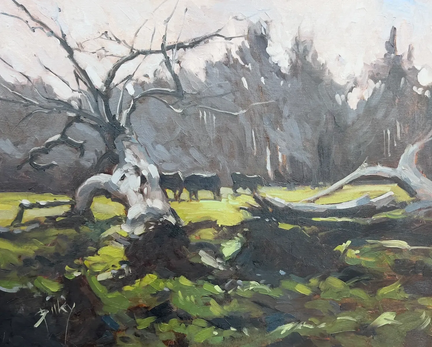Midday Grazing, painting by Szabolcs Brezovsky