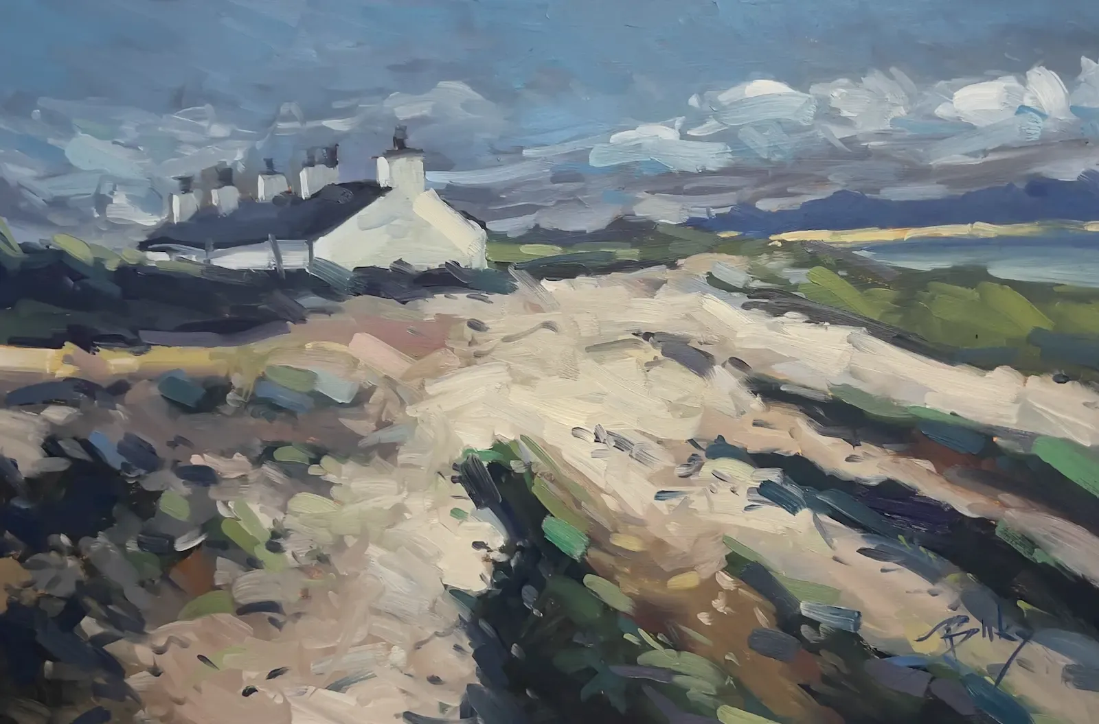 Newborough Dunes, painting by Szabolcs Brezovsky