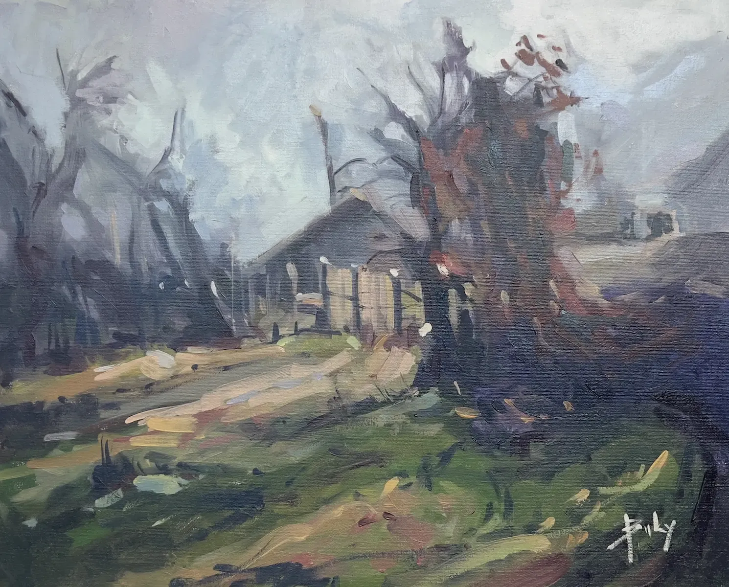 Overgrown, painting by Szabolcs Brezovsky