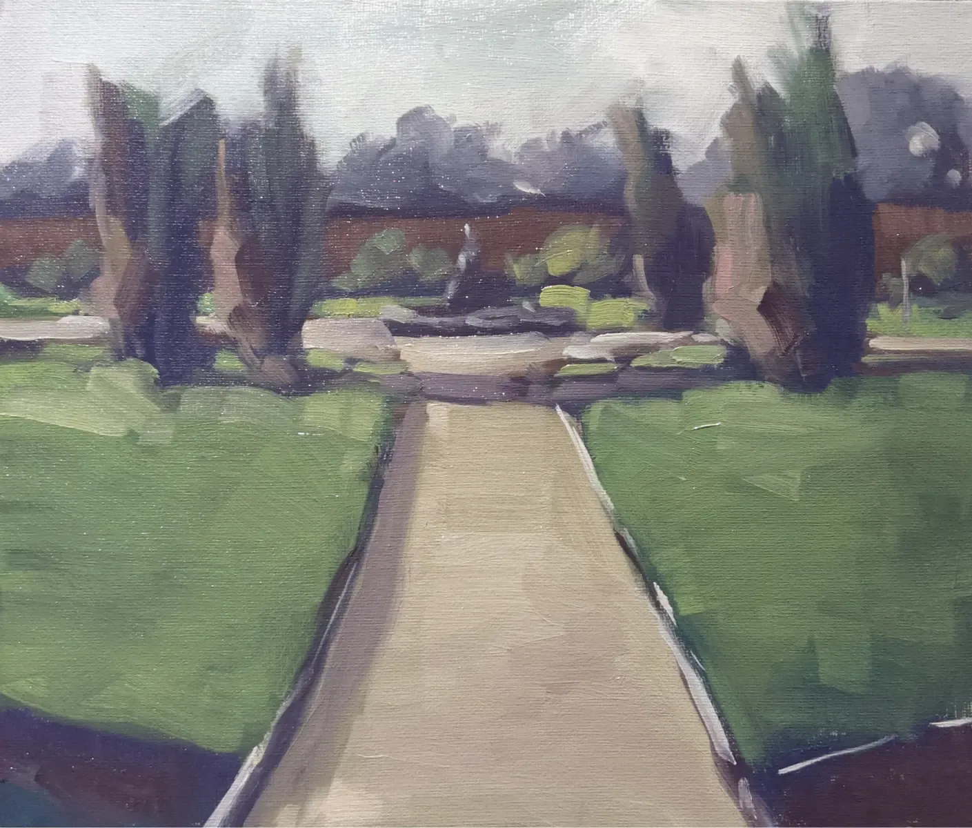Spring in Arley Hall, painting by Szabolcs Brezovsky