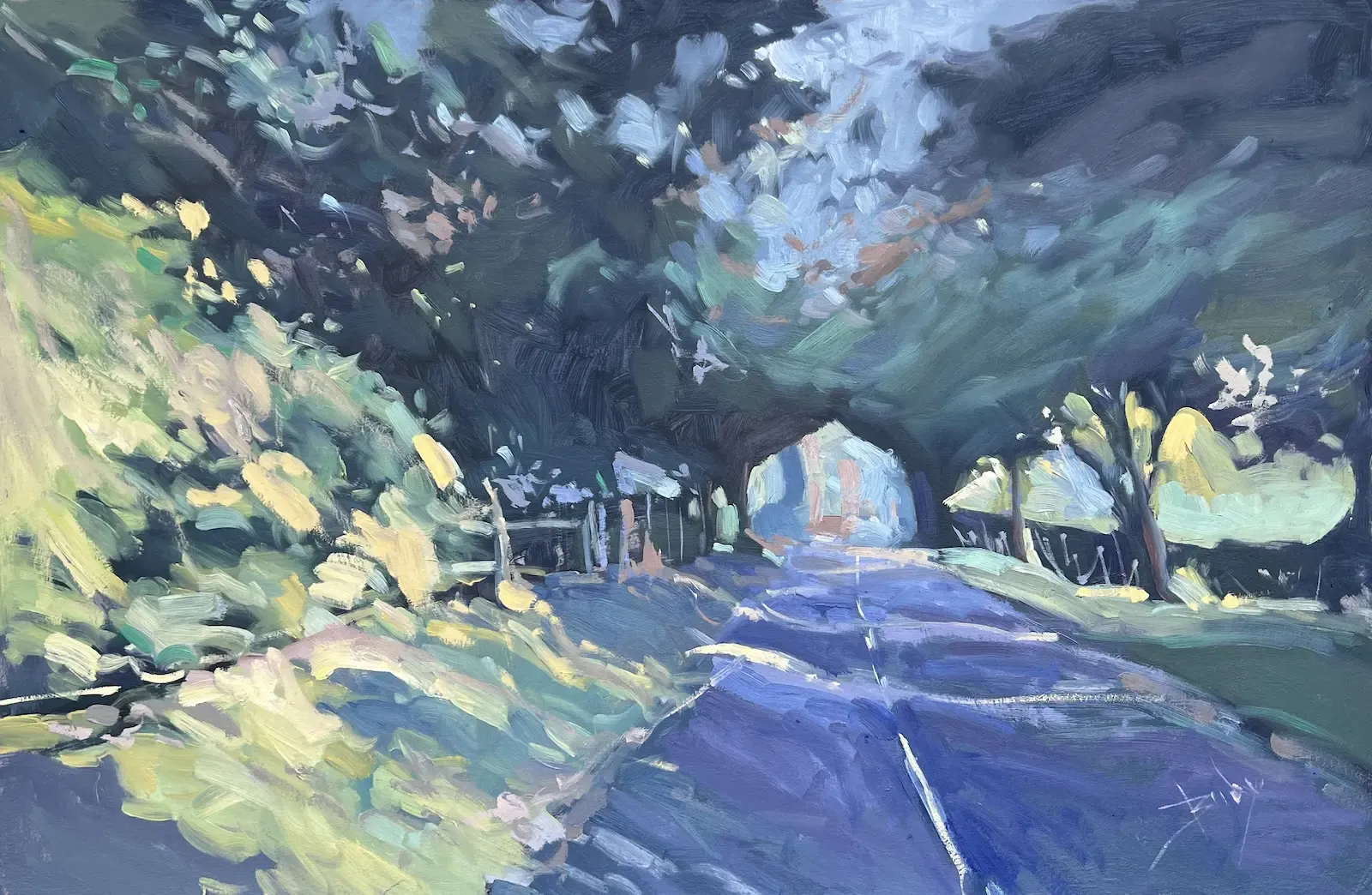 The Green Tunnel, painting by Szabolcs Brezovsky