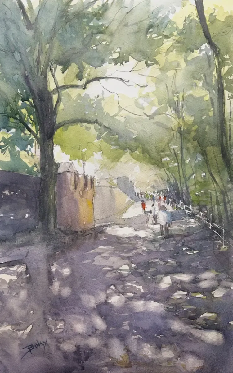 Under the Trees, painting by Szabolcs Brezovsky