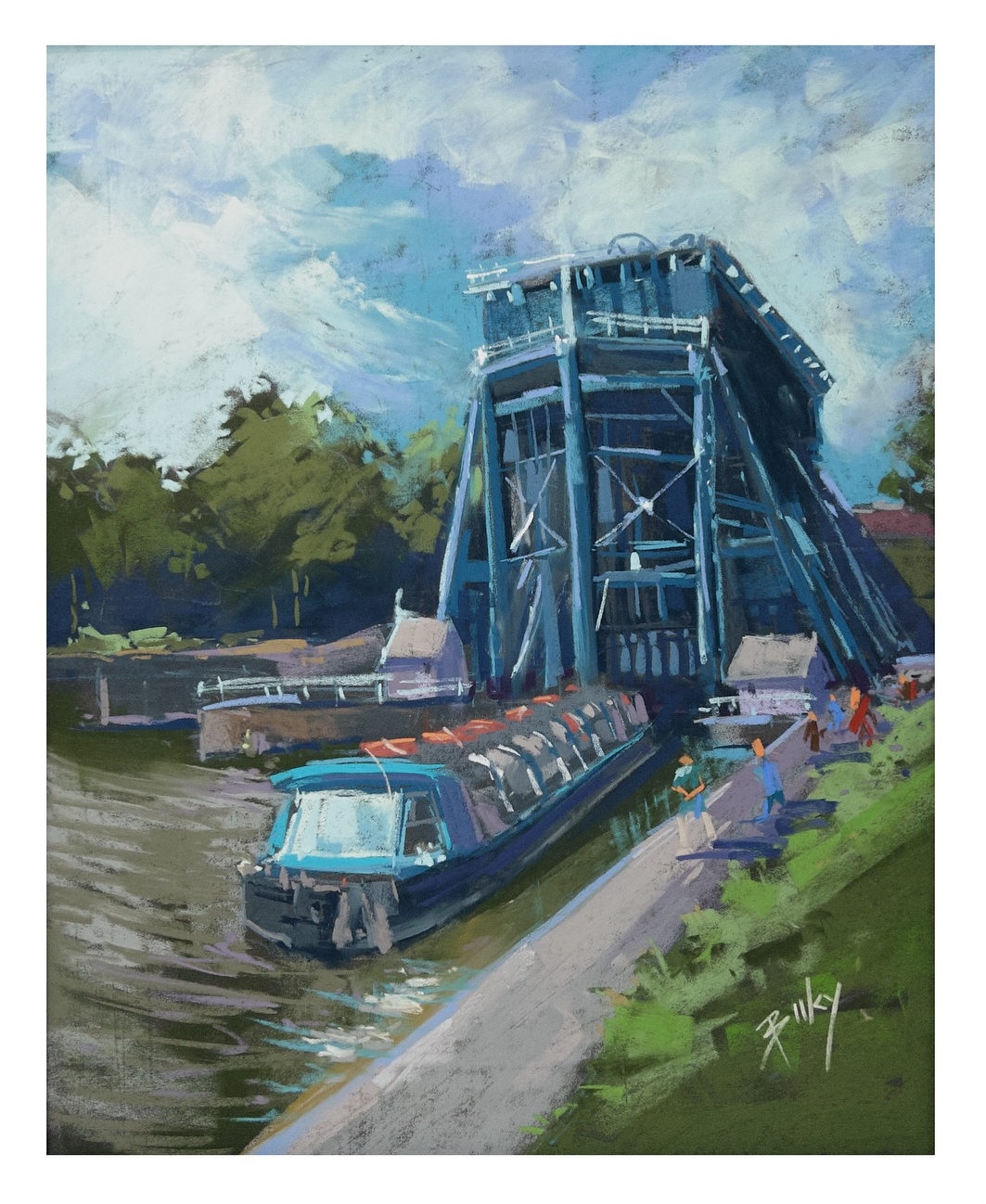 Boat Lift, painting by Szabolcs Brezovsky